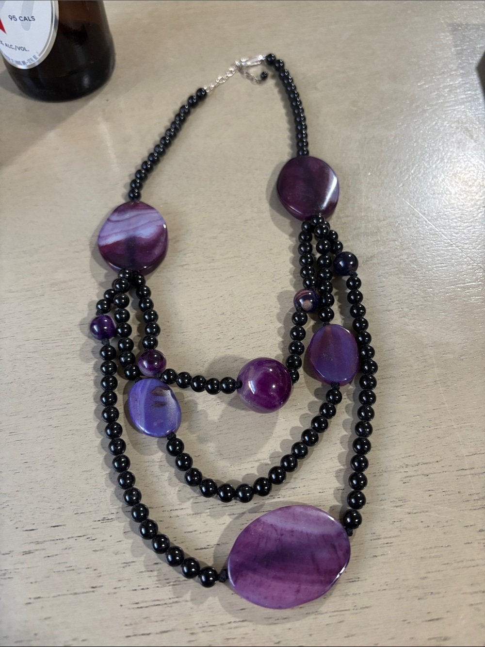 Multi-Strand Purple Bead Statement Necklace